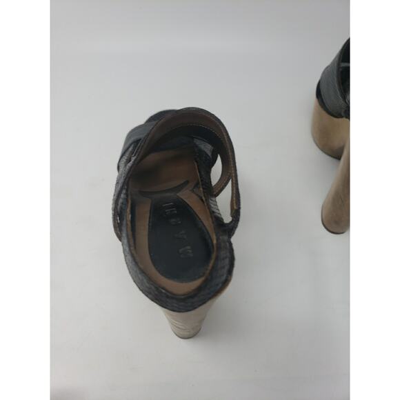 Marni Platform Wooden Heels Brown Black Snake Leather Made in Italy SZ 38 Womens - Picture 6 of 12